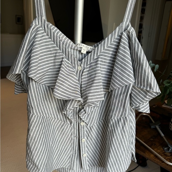 Veronica Beard off the shoulder striped blouse size 8 - Picture 3 of 4